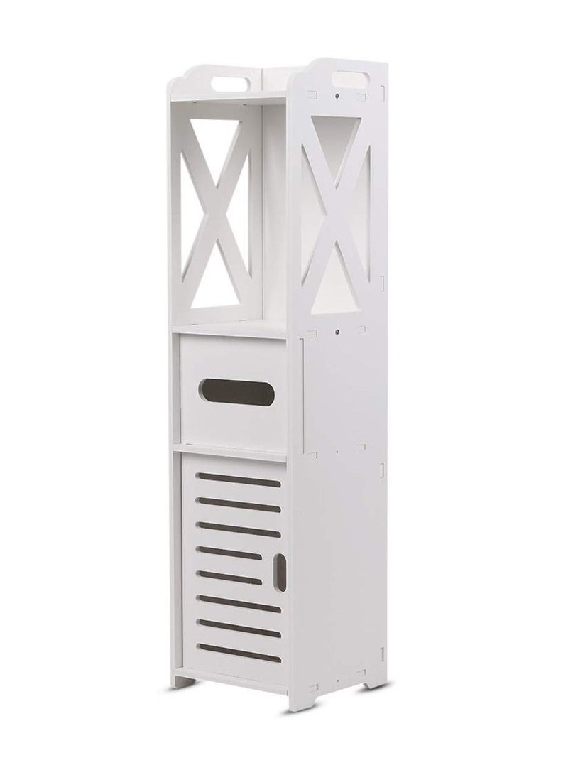 FFD Small Bathroom Stand Storage Corner Shelf Floor Cabinet with Doors and Shelves Thin Toilet Vanity Cabinet Narrow Bath Sink Organizer - Image 3