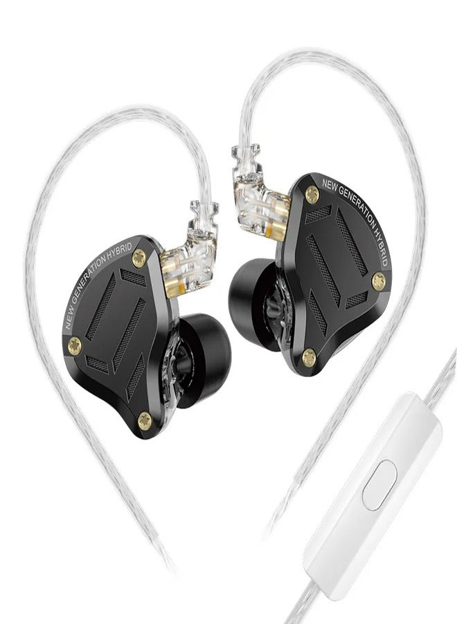 كي زد سماعة رأس داخل الأذن KZ ZS10 برو 2، بمفتاح ضبط KZ من 4, متعددة المحركات، سماعات أذن سلكية مطورة للألعاب 1DD+4BA مع كيبل 2 دبوس لعشاق الصوتيات، أسود، بميكروفون - Image 1