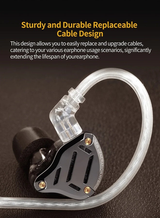 كي زد سماعة رأس داخل الأذن KZ ZS10 برو 2، بمفتاح ضبط KZ من 4, متعددة المحركات، سماعات أذن سلكية مطورة للألعاب 1DD+4BA مع كيبل 2 دبوس لعشاق الصوتيات، أسود، بميكروفون - Image 3