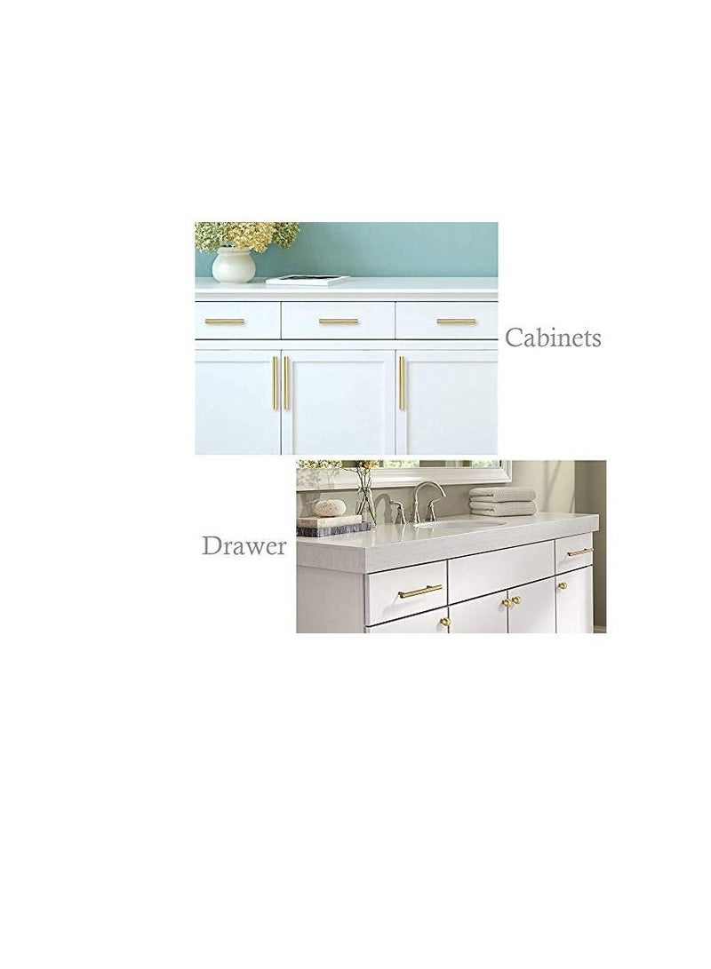 VILLA Gold Zinc Alloy Cabinet Door T-Handles and Pulls Drawer (12mm x 128mm x 200mm, Gold) - Set of 10 - Image 2