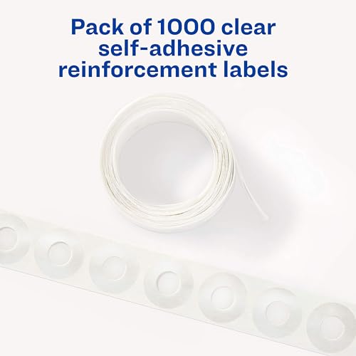 Avery Self-Adhesive Hole Reinforcement Stickers, 1/4" Diameter Hole Punch Reinforcement Labels, Clear, Non-Printable, 1,000 Labels Total (5722) - Image 3
