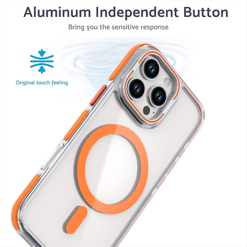 HuHa Protective Cover For iPhone 16 Dual-Color Clear Acrylic Hybrid TPU Lens Flip Holder MagSafe Phone Case(White) - Image 3