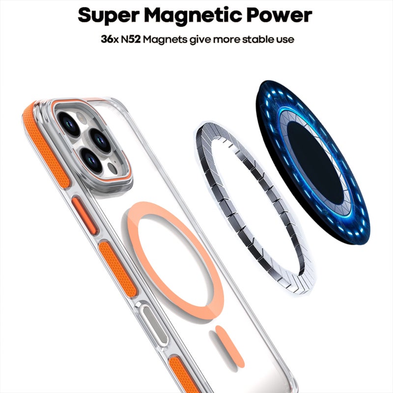 HuHa Protective Cover For iPhone 16 Dual-Color Clear Acrylic Hybrid TPU Lens Flip Holder MagSafe Phone Case(White) - Image 4