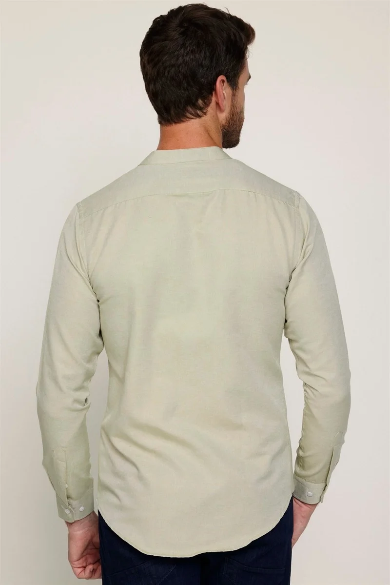 تودورس Slim Fit Collar Cotton Easy Iron Men's Green Shirt