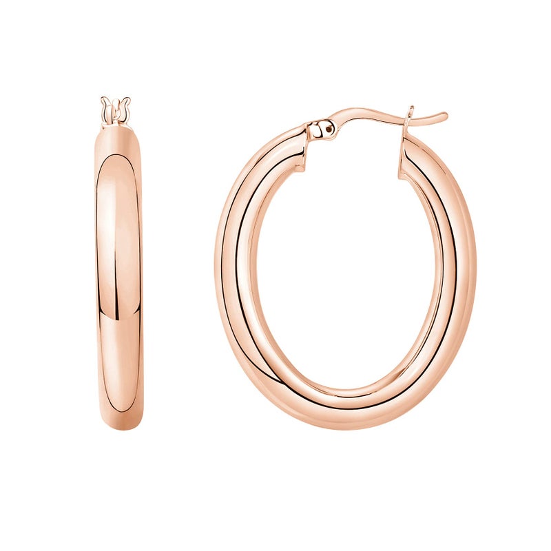 PAVOI 14K Gold Plated 925 Sterling Silver Post Monet Oval Chunky Lightweight Hoop Earrings for Women in Rose Gold - Image 1