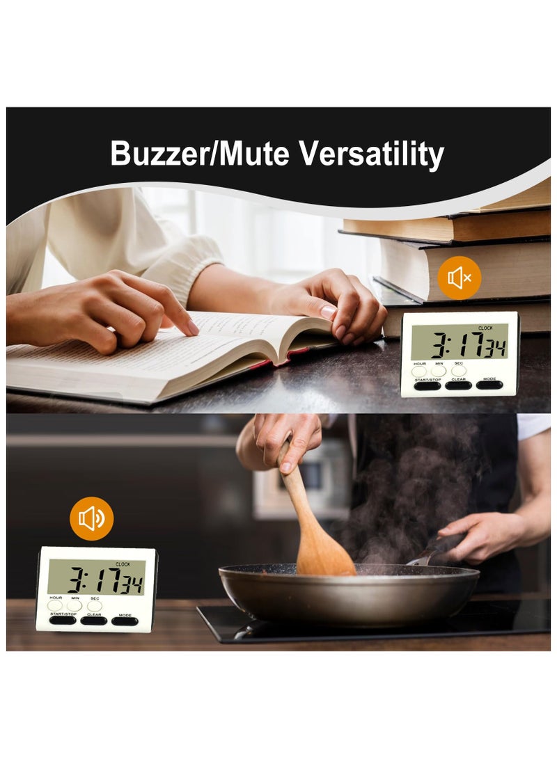 Digital Kitchen Timer With Silent/Loud Alarm Clock, Countdown/Countdown, 24-Hour Clock And Alarm Function, Suitable For Children And Teachers To Cook (Black) - Image 4