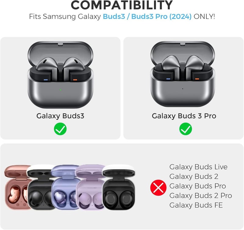 Meyaar Case Cover Compatible with Samsung Galaxy Buds 3 Pro/3 [Secure Lock] Cover Case for 3 & 3 Pro (2024) TPU | (Red) - Image 2