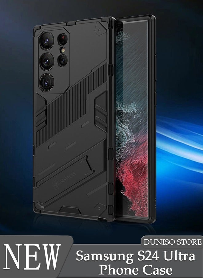 DUNISO Samsung Galaxy S24 Ultra Phone Case Full Body Protective Phone Cover Anti-fall Anti-fingerprint Phone Case with Phone Holder Wireless Charging and Anti-slip Strip for Galaxy S24 Ultra 5G Phone Case - Image 1