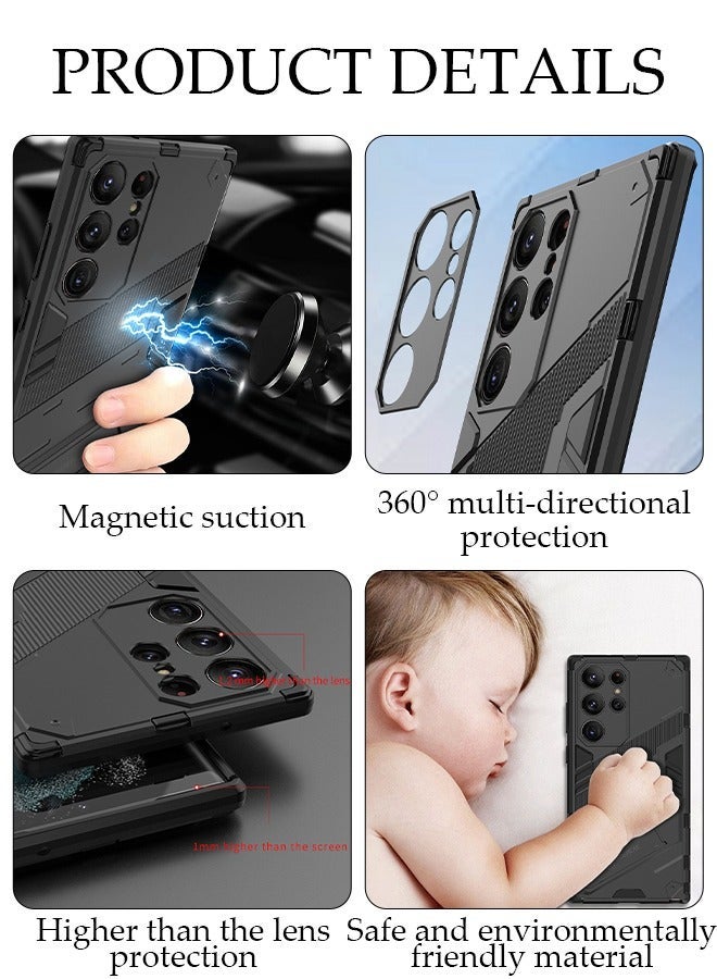 DUNISO Samsung Galaxy S24 Ultra Phone Case Full Body Protective Phone Cover Anti-fall Anti-fingerprint Phone Case with Phone Holder Wireless Charging and Anti-slip Strip for Galaxy S24 Ultra 5G Phone Case - Image 3