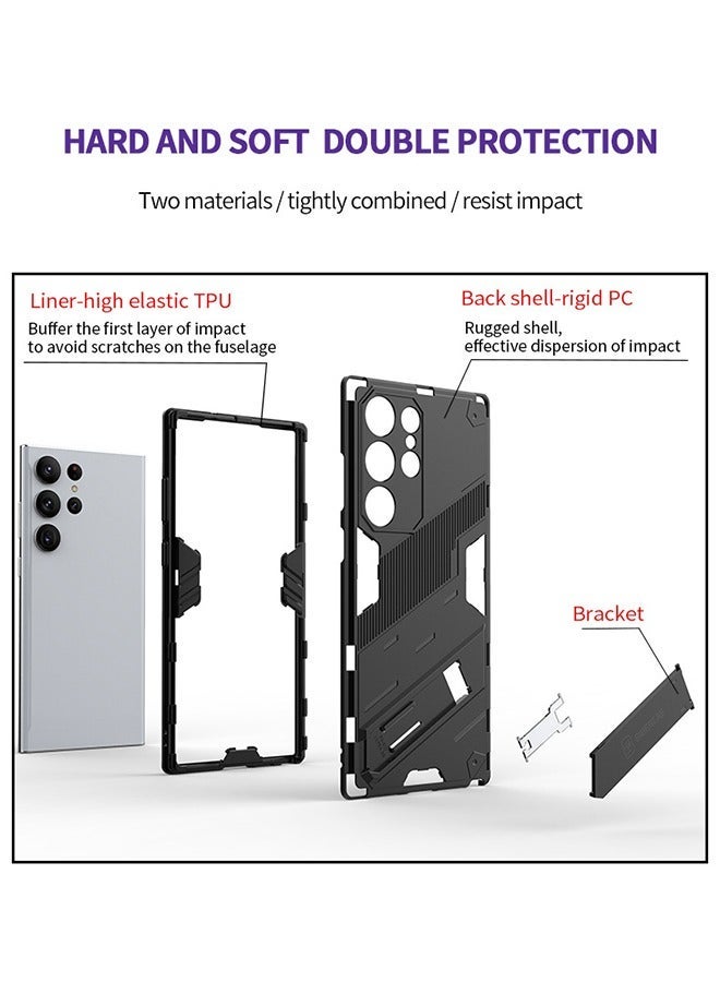 DUNISO Samsung Galaxy S24 Ultra Phone Case Full Body Protective Phone Cover Anti-fall Anti-fingerprint Phone Case with Phone Holder Wireless Charging and Anti-slip Strip for Galaxy S24 Ultra 5G Phone Case - Image 4