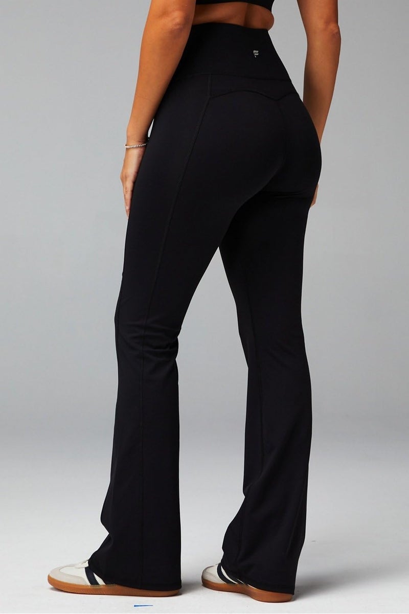 Fabletics Women's Oasis Pureluxe High-Waisted Kick Flare, Light Compression, Buttery Soft, XS, Black - Image 1