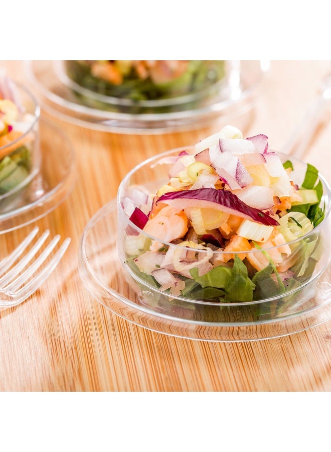 Restaurantware أطباق حلوى سعة 2.5 أونصة، 100 طبق صغير قابل للتصرف - تصميم دائري، للمقبلات، العينات، التذوق، والوجبات الخفيفة، أطباق حفلات علمية بلاستيكية شفافة، مستلزمات حفلات علمية - Image 3