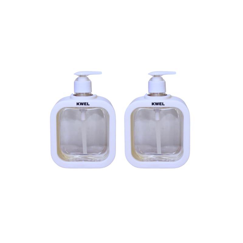 KWEL 350ml Refillable Soap Dispenser | Large-Capacity Bottle for Hand soap|Lotion|Shampoo|Body wash|Face Wash (White,Pack of 2) - Image 1