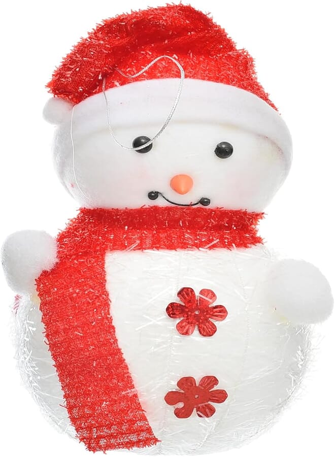 Generic Foam Medium Cute Iceman Figure With Elegant Hat For Christmas Party Decor - White Red 
