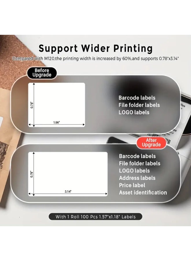 phomemo Label Maker, 7.98 cm Thermal Printer for Barcodes, Address Labeling, Mailing, File Folder Labels, Easy to Use, Support with Phones & Laptop, with 1 Roll Labels - Image 5