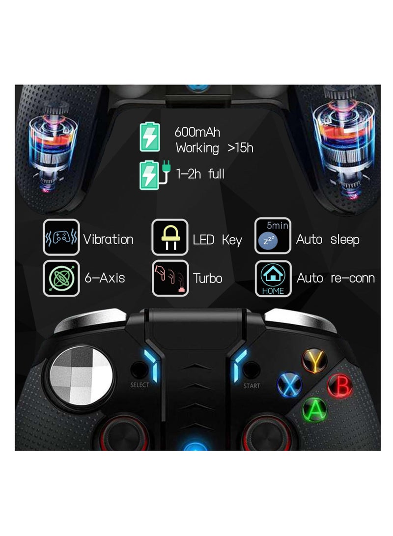 Bluetooth Mobile Game Controller for iPhone Tablet TV Box with Xinput and USB Receiver Phone Clip Wireless Gamepad Support Android iOS11.0-13.3.1 6-Axis Vibration - Image 5