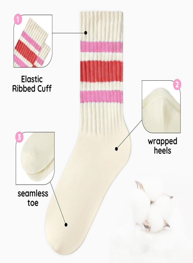 Zando Retro Striped Novelty Socks - Women's Crew & Calf Socks with Stripes, Cotton, Cozy & Vintage, Perfect for Hiking & Fashion - Image 3