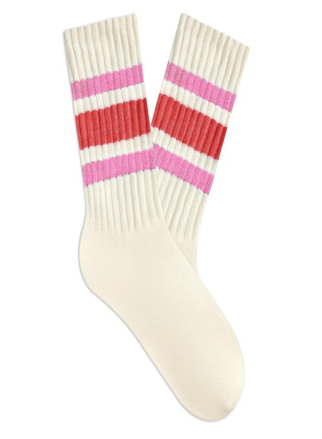 Zando Retro Striped Novelty Socks - Women's Crew & Calf Socks with Stripes, Cotton, Cozy & Vintage, Perfect for Hiking & Fashion - Image 1
