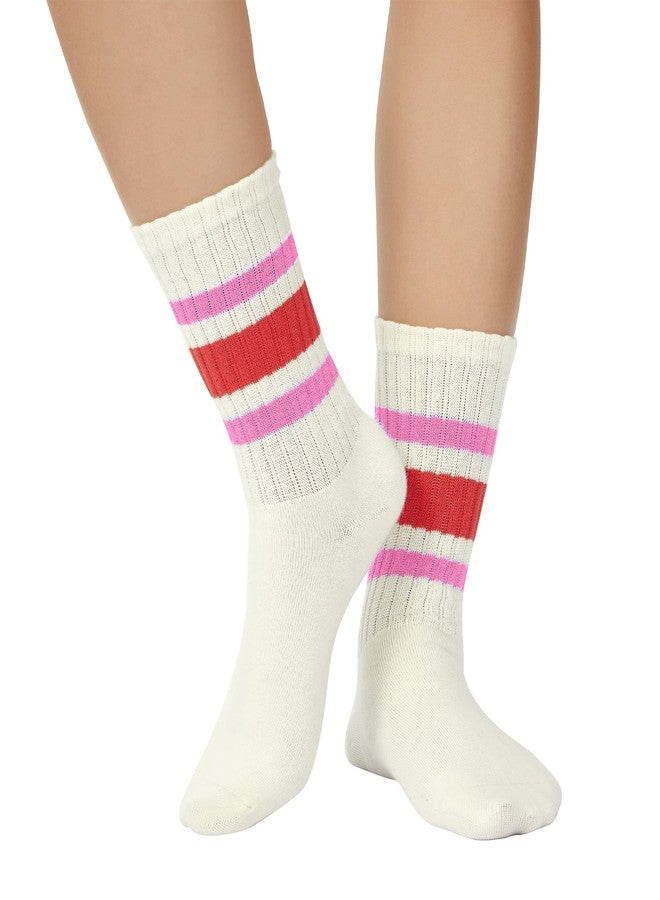 Zando Retro Striped Novelty Socks - Women's Crew & Calf Socks with Stripes, Cotton, Cozy & Vintage, Perfect for Hiking & Fashion - Image 2