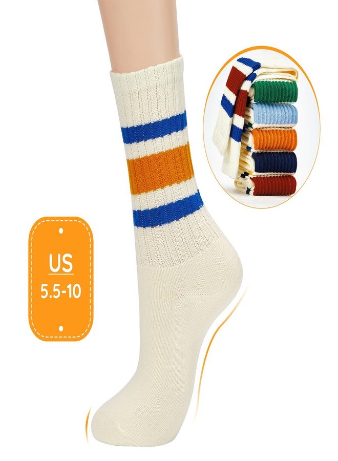 Zando Retro Striped Novelty Socks - Women's Crew & Calf Socks with Stripes, Cotton, Cozy & Vintage, Perfect for Hiking & Fashion - Image 4