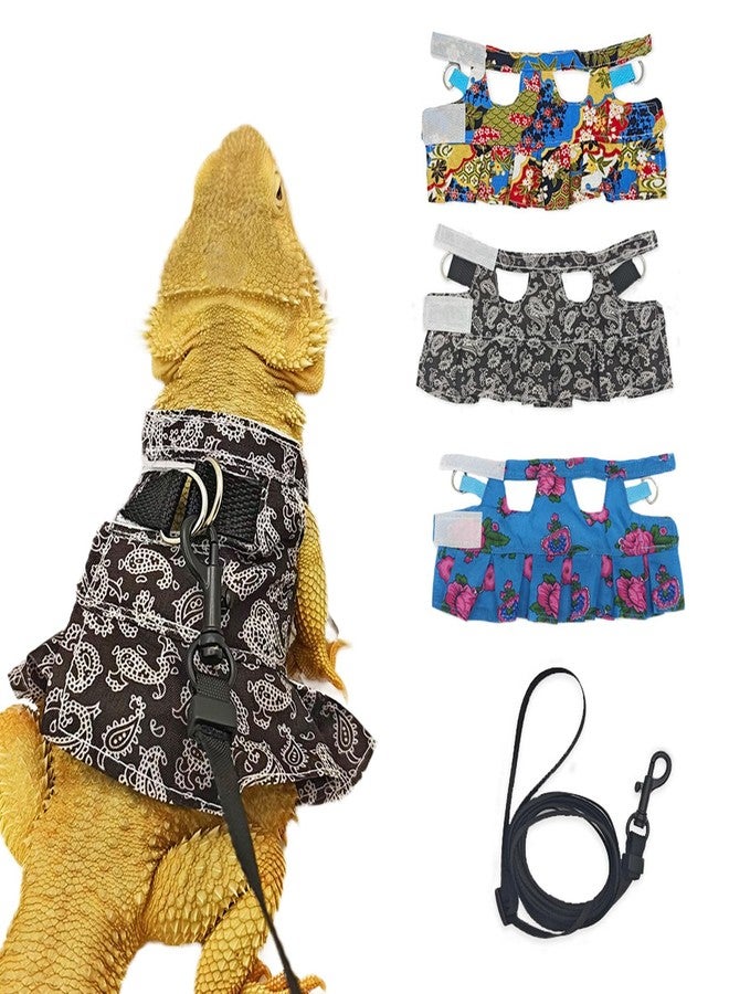 hokable Lizard Harness Dress and Leash, Adjustable Hamster Ferret Harness and Leash Set, No-Pull Walking Vest for Lizard Small Animal Gecko Chameleon (Black M - Image 1