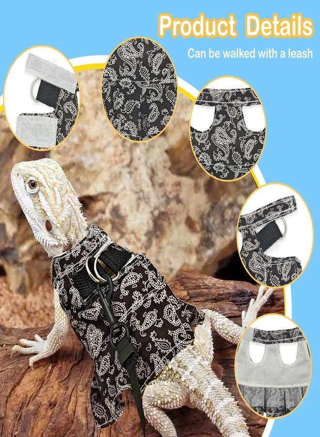 hokable Lizard Harness Dress and Leash, Adjustable Hamster Ferret Harness and Leash Set, No-Pull Walking Vest for Lizard Small Animal Gecko Chameleon (Black M - Image 5
