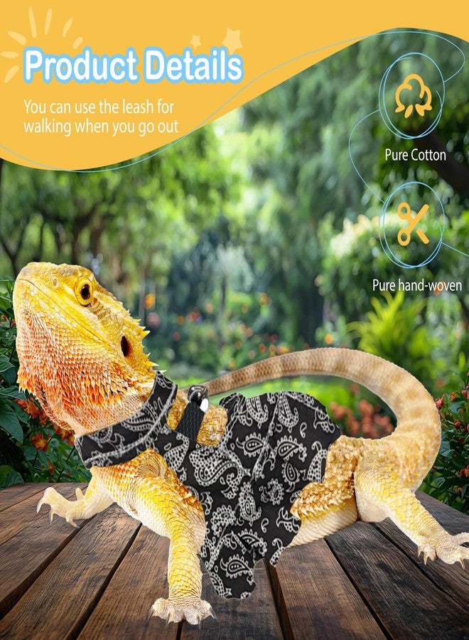 hokable Lizard Harness Dress and Leash, Adjustable Hamster Ferret Harness and Leash Set, No-Pull Walking Vest for Lizard Small Animal Gecko Chameleon (Black M - Image 3