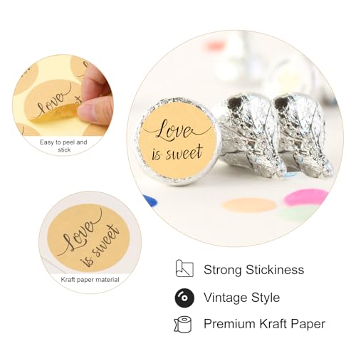 G2PLUS Love is Sweet Stickers Labels, Wedding Favor Label Sticker, 2 in Round Wedding Treat Sticker for Gift Wrapping, Anniversary, Engagement, Birthday, Baby Shower Party Favors - Image 3