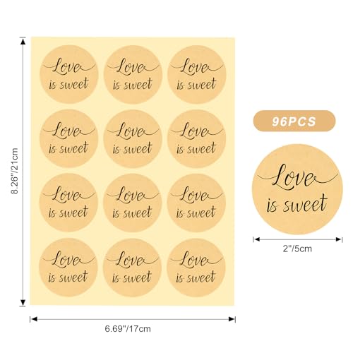 G2PLUS Love is Sweet Stickers Labels, Wedding Favor Label Sticker, 2 in Round Wedding Treat Sticker for Gift Wrapping, Anniversary, Engagement, Birthday, Baby Shower Party Favors - Image 2