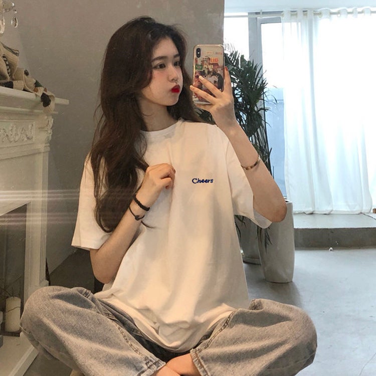 Short-Sleeved T-Shirt Women'S Ins Trendy 2020 New Korean-Style Lazy Style Bf Loose Student Half-Sleeved T-Shirt Top - Image 3