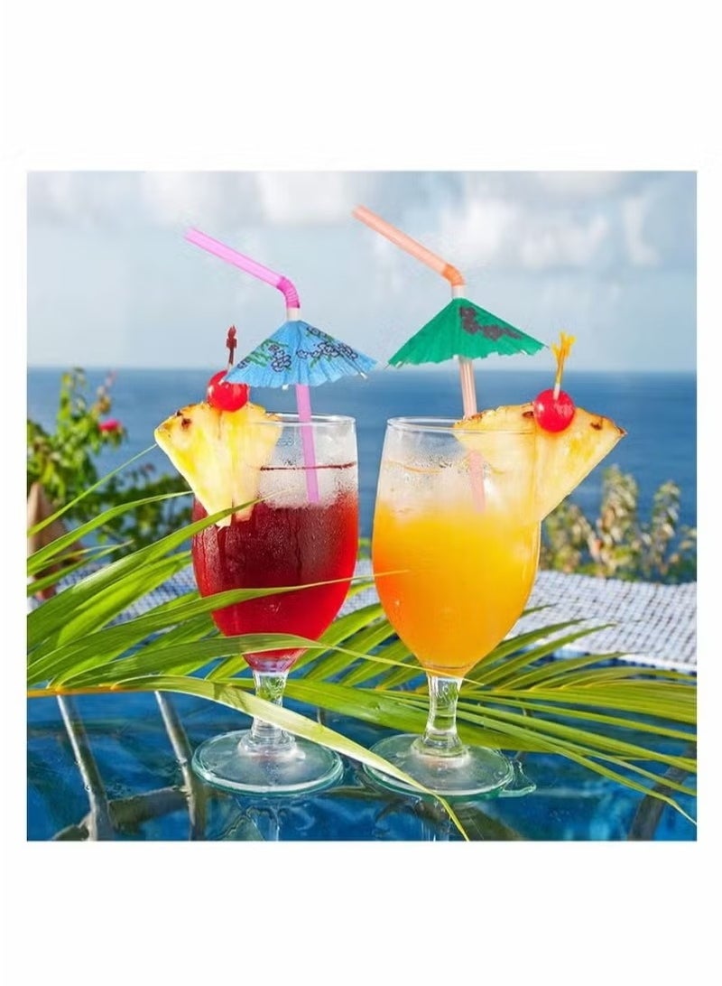 50Pcs Hawaii Drinking Straws, Umbrella Drinking Straws, Multicolored Tropical Fancy Mini Paper Umbrella DrinkDisposable Bendable Drinking Straws for Island Themed Party, Kitchen Supplies, Restaurants  - Image 3