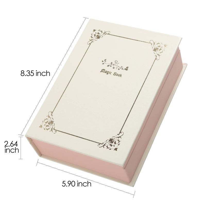 CASEGRACE Jewelry Box Organizer PU Leather Diary Jewelry Box with Magic Book Design Jewelry Case for Earrings Bracelet Necklace Rings Storage for Women, White - Image 2