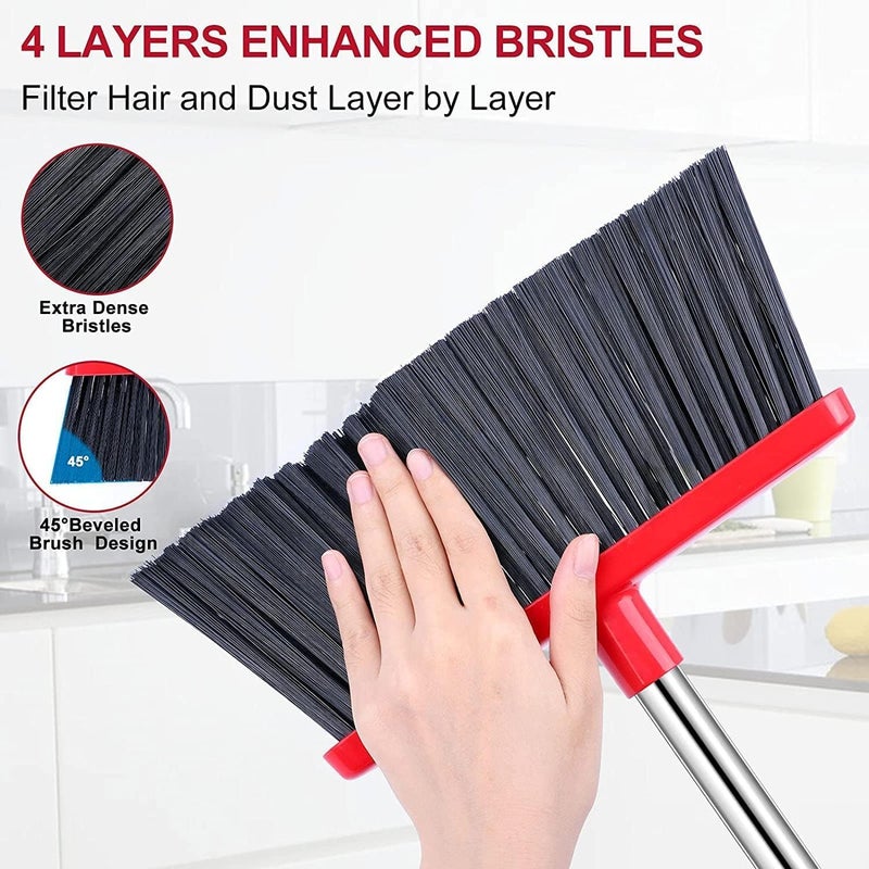 Tazweeq Broom and Dustpan Set, 52in Adjustable Handle with Self-Cleaning Dustpan Teeth, Upright Broom for Indoor Outdoor Home Kitchen Garden Pet Hair Wood Floor - Image 3