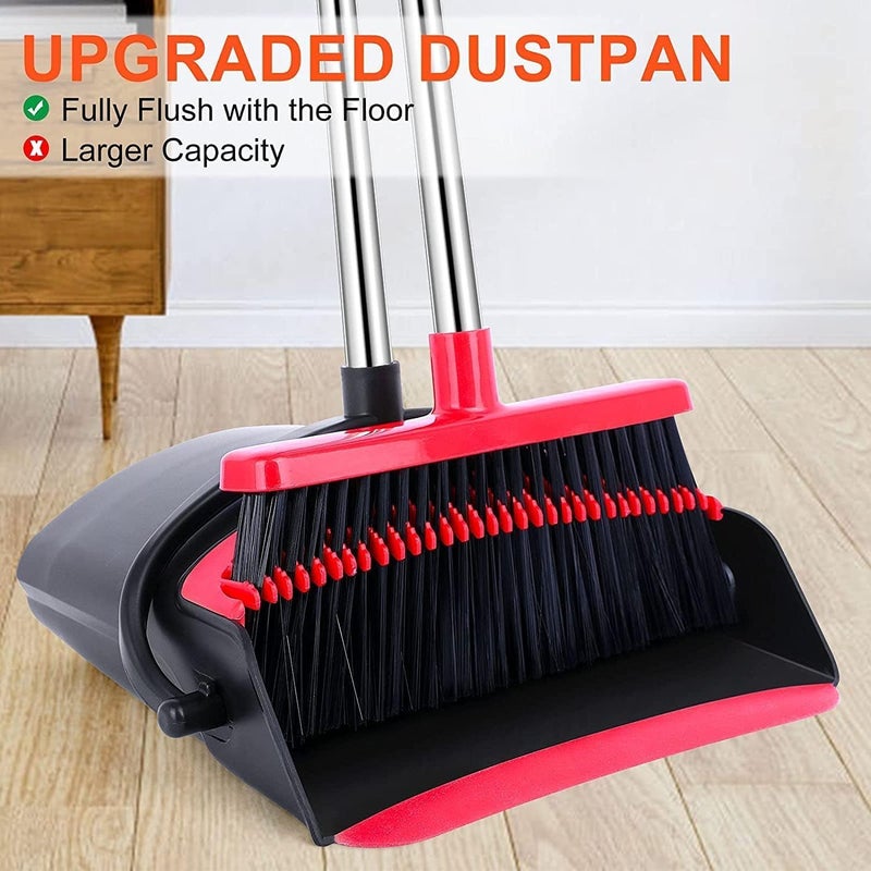 Tazweeq Broom and Dustpan Set, 52in Adjustable Handle with Self-Cleaning Dustpan Teeth, Upright Broom for Indoor Outdoor Home Kitchen Garden Pet Hair Wood Floor - Image 4
