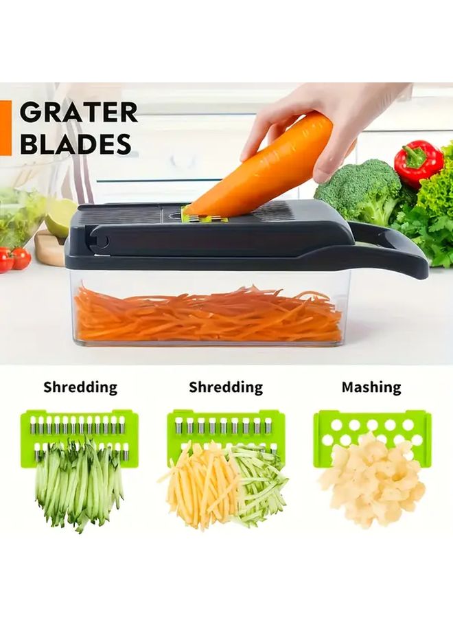 Upgraded 16 in 1 Vegetable Chopper Black Green Food Dicer Slicer Set with Container - Image 4