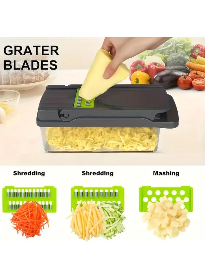 Upgraded 16 in 1 Vegetable Chopper Black Green Food Dicer Slicer Set with Container - Image 5
