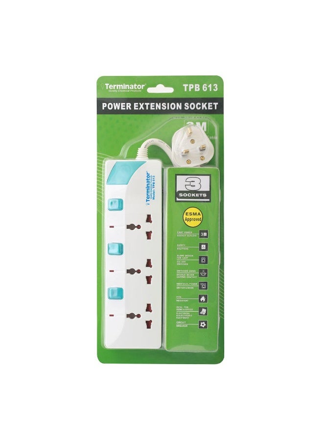 Terminator Terminator TPB‑613‑3M – 3‑Way Universal Extension Lead with Circuit Breaker (3 m)  - Image 2