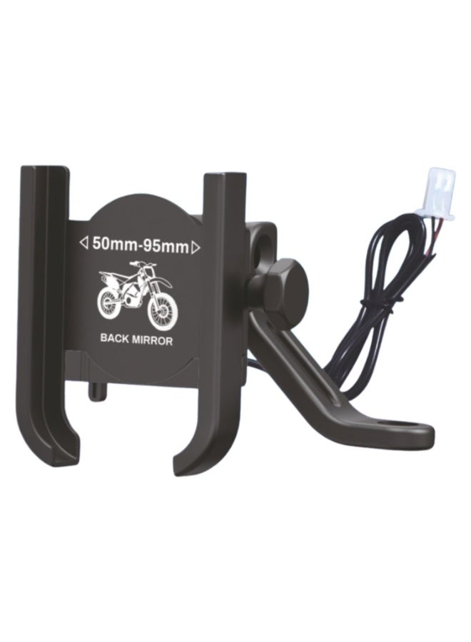 يونيكس حامل هاتف للدراجات النارية UNIX UX-BH99 المعدني مع شحن سريع USB بقدرة 2.1 أمبير، مصنوع من سبيكة الألومنيوم المتينة. يتميز بحامل قابل للتعديل بزاوية 180° مع تثبيت على مسمار المرآة، ويوفر تثبيتًا آمنًا للهاتف أثناء القيادة. متوافق مع معظم الهواتف الذكية ومناسب للدراجات النارية والسكوترات - Image 1