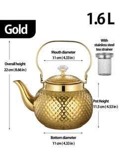 LOOPITYS 1.6L food grade stainless steel teapot is sturdy and durable, suitable for household and household items, and easy to enjoy the fun of brewing tea  - Image 4