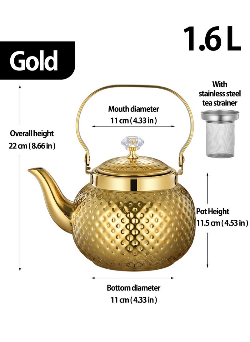 LOOPITYS 1.6L food grade stainless steel teapot is sturdy and durable, suitable for household and household items, and easy to enjoy the fun of brewing tea  - Image 4
