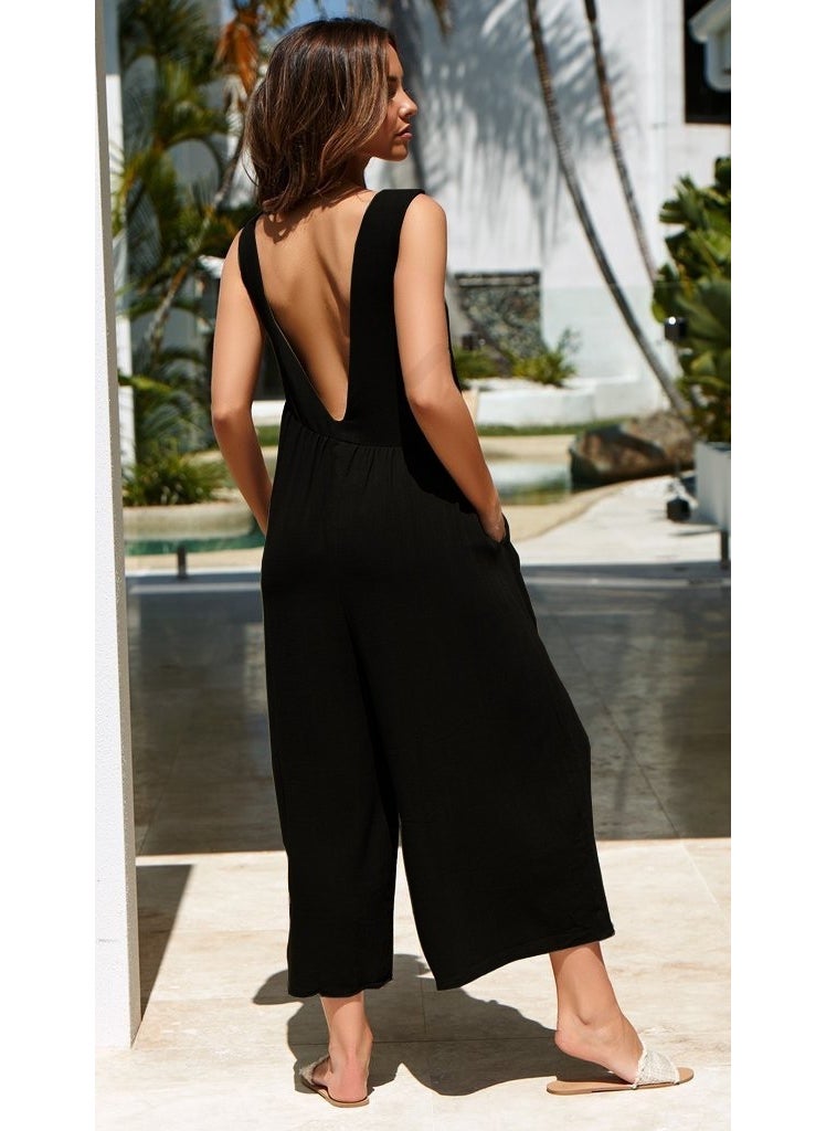 Linen Summer Casual Backless Casual Women's Jumpsuit LN212SIYAH14 - pzsku/ZEC554F0521CFF397E3C6Z/45/_/1726572381/77ce0d5b-08a1-460a-9af2-537dabbf8af6