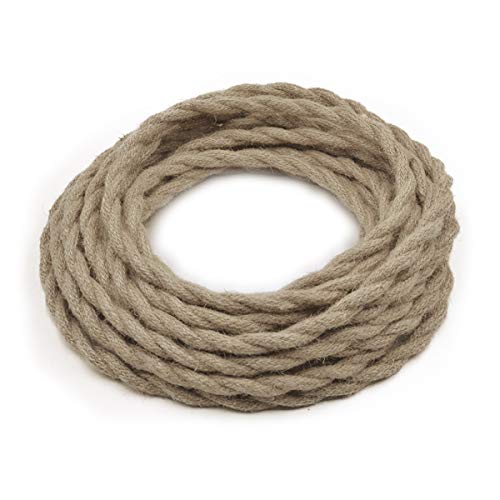 HESSION 32.8ft Twisted Electric Rope Light Cord,HESSION 18/2 18-Gauge Antique Industrial Electrical Wire, Natural Hemp Rope Covered Wire Vintage Style Lamp Cord Strands， Extension Cable Wire DIY Cord - Image 1