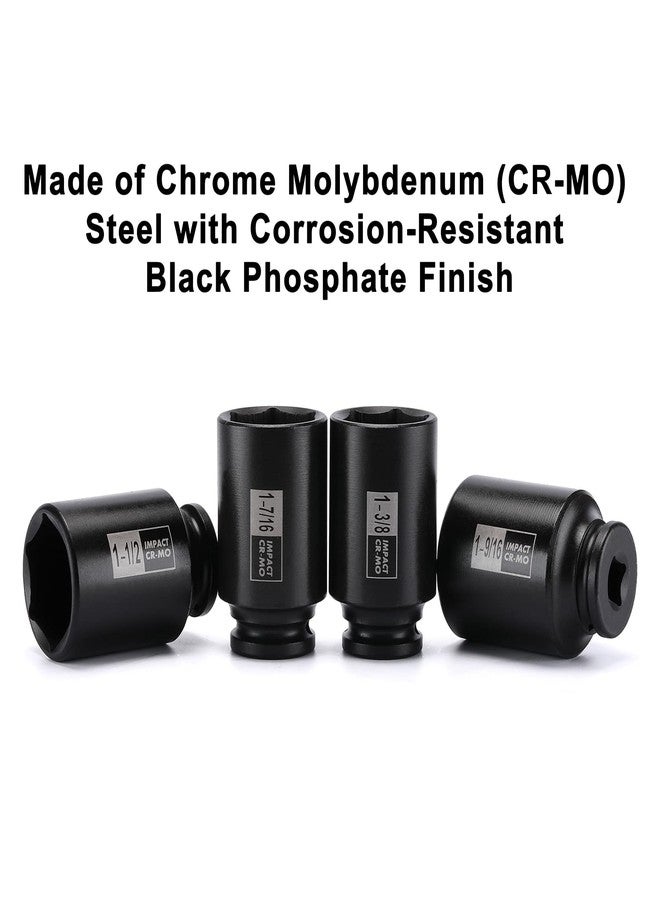 Mayouko 7PCS 1/2 Inch Drive Deep Impact Socket Set, 1-3/8" - 1-3/4", Spindle Axle Nut Sockets, SAE, Deep, 6-Point, CR-MO - Image 3