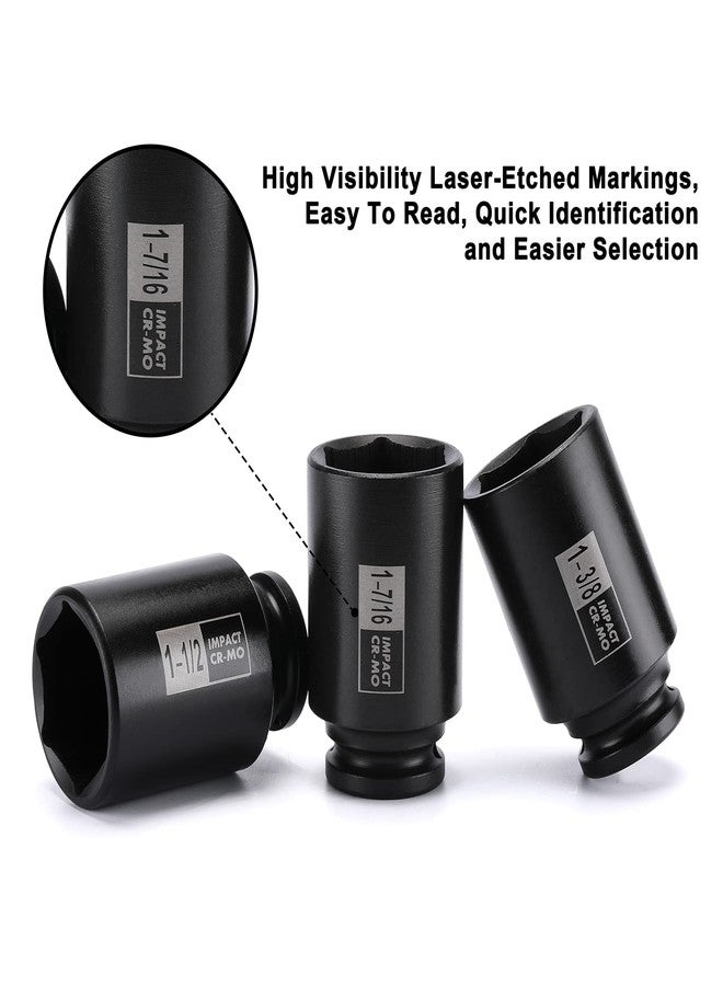 Mayouko 7PCS 1/2 Inch Drive Deep Impact Socket Set, 1-3/8" - 1-3/4", Spindle Axle Nut Sockets, SAE, Deep, 6-Point, CR-MO - Image 5