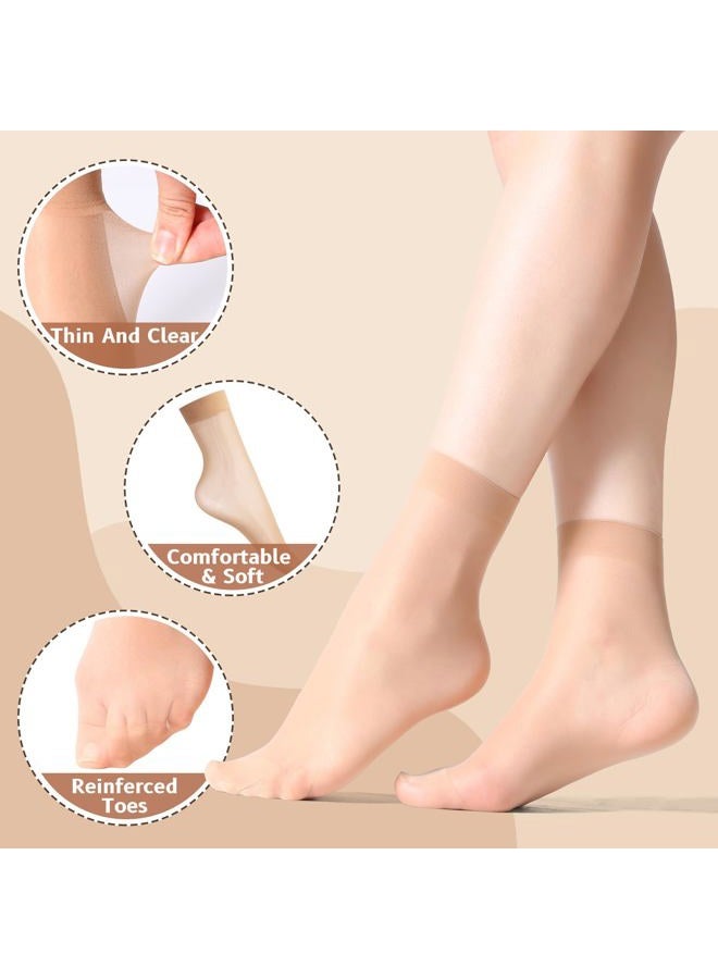 MANZI Women's Ankle High Sheer Socks, Sj-Natural, One Size, 12 Pairs - Image 2