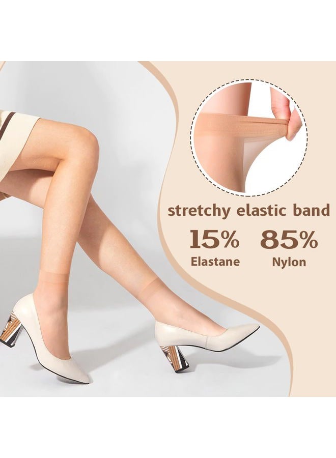 MANZI Women's Ankle High Sheer Socks, Sj-Natural, One Size, 12 Pairs - Image 4
