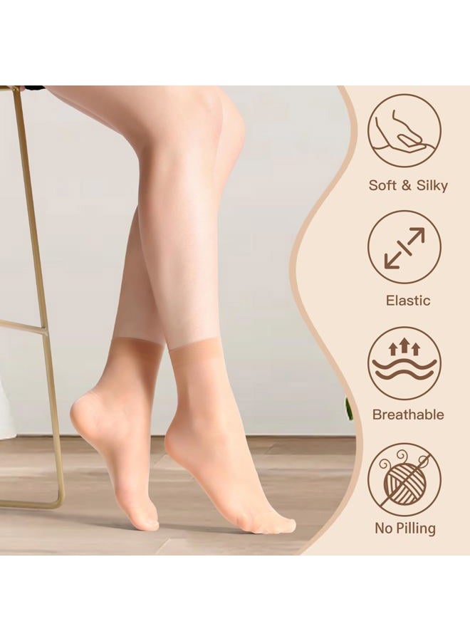 MANZI Women's Ankle High Sheer Socks, Sj-Natural, One Size, 12 Pairs - Image 3
