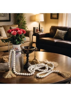 erorex Rustic Wood Bead Garland With Tassels Farmhouse And Boho Wall Decor  - Image 2