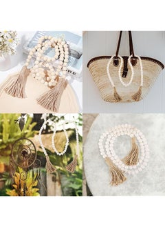 erorex Rustic Wood Bead Garland With Tassels Farmhouse And Boho Wall Decor  - Image 4
