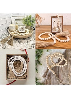 erorex Rustic Wood Bead Garland With Tassels Farmhouse And Boho Wall Decor  - Image 5